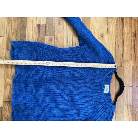 Ganni Mohair Blend Flare Sleeve Knit Sweater Classic Deep Blue Womens Medium - Picture 7 of 8